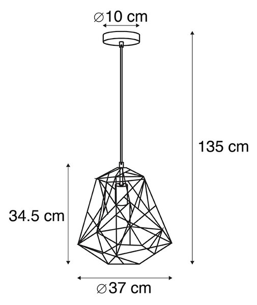 Lampă suspendată inteligentă industrială neagră, incl. WiFi ST64 - Framework Basic
