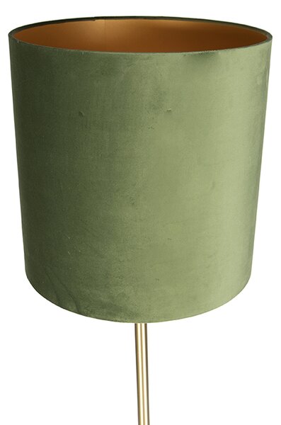 Lampă de podea botanică din alamă cu abajur verde 40 cm - Simplo