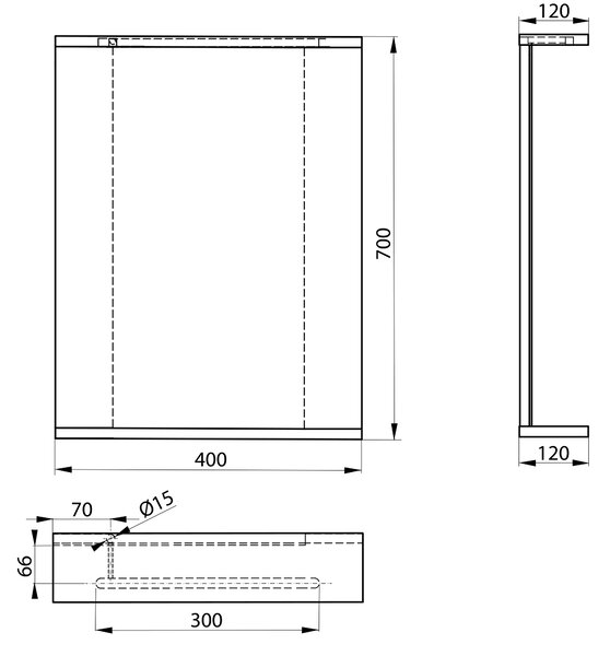 Aqualine Aqualine, oglindă KORIN cu iluminare LED 40x70x12cm, KO345S