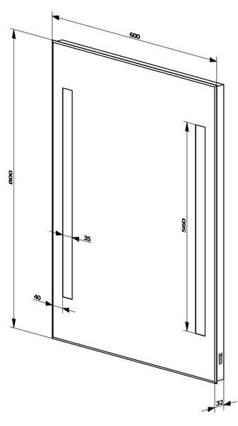 Aqualine Aqualine, oglinda retroiluminata cu LED 60x80cm, buton comutator, ATH6