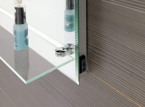 Aqualine Aqualine, oglinda iluminata cu LED 50x80cm, raft sticla, buton, ATH52