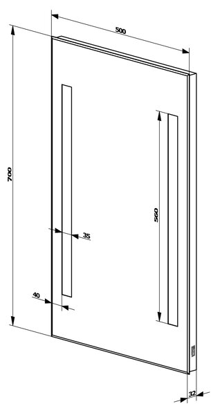 Aqualine Aqualine, oglinda retroiluminata cu LED 50x70cm, buton comutator, ATH5