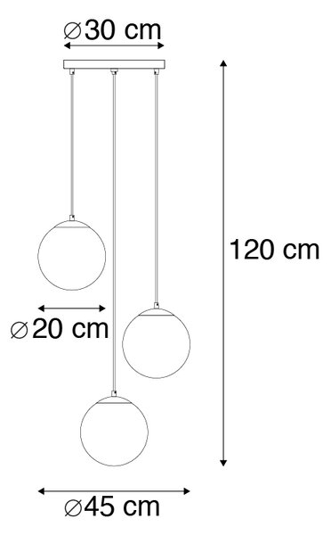 Lampa suspendată inteligentă din alamă, incl. 3 WiFi ST64 cu sticlă albastră - Pallon