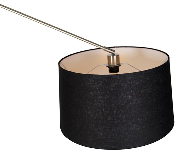 Lampa de podea moderna din otel cu abajur din in negru 45 cm - Editor