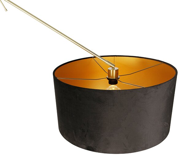 Lampa de podea moderna cu abajur din catifea aurie neagra 50 cm - Editor