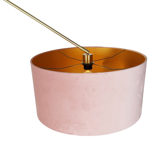 Lampa de podea moderna cu abajur din catifea aurie roz 50 cm - Editor