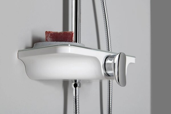 Aqualine Aqualine, coloana de dus MARCO cu baterie cu maneta, alba, SL100