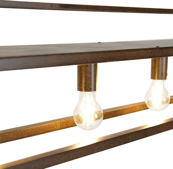 Lampă suspendată industrială maro ruginiu cu raft 4 lumini - Cage Rack
