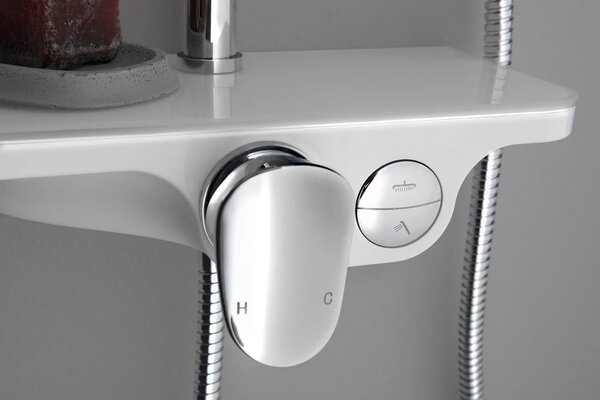Aqualine Aqualine, coloana de dus MARCO cu baterie cu maneta, alba, SL100
