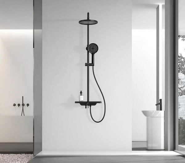 Aqualine Aqualine, coloana de dus MARCO cu baterie cu maneta, negru mat, SL210B