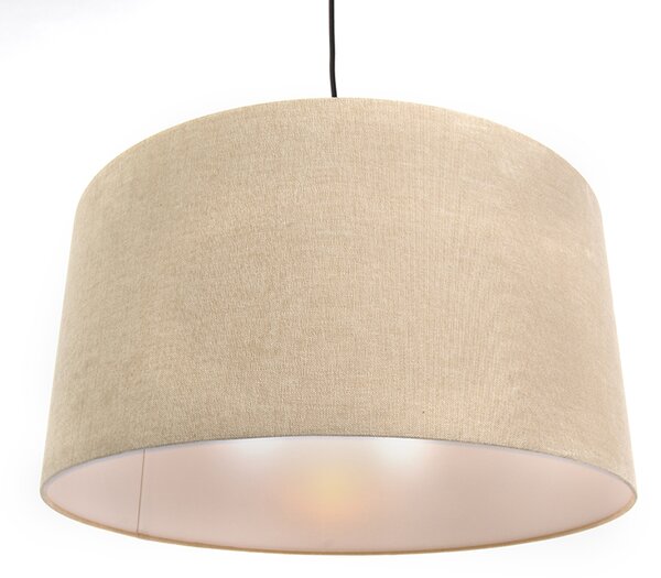 Lampă suspendată rustică neagră cu abajur bej 50cm - Combi