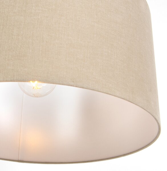 Lampă suspendată rustică albă cu abajur maro deschis 50cm - Combi