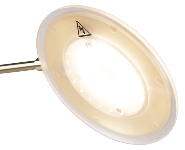 Lampă de podea aurie cu lampă de citit incluzând LED și port USB - Sevilla