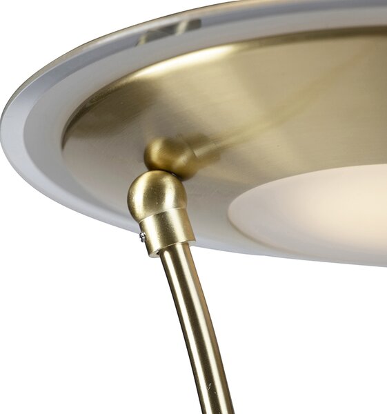 Lampă de podea aurie cu lampă de citit incluzând LED și port USB - Sevilla