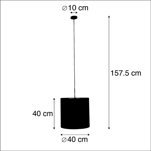 Lampă suspendată cu abajur din catifea păun cu auriu 40 cm - Combi