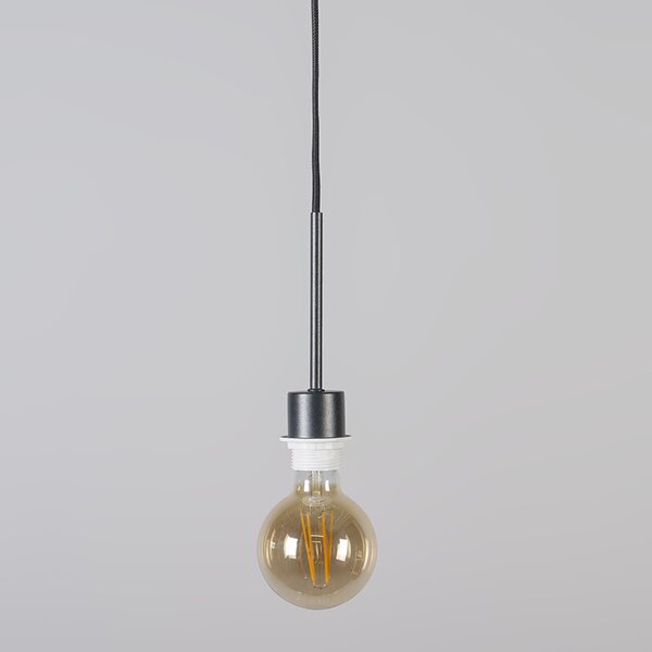 Lampă modernă suspendată neagră cu abajur 45 cm alb - Combi 1