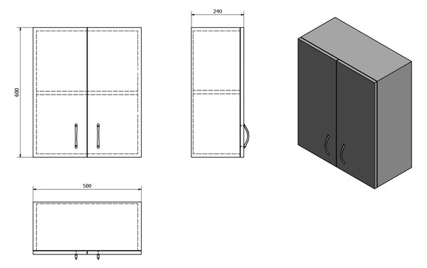 Aqualine Aqualine, dulap suspendat SIMPLEX ECO 50x60x24cm, SIME530