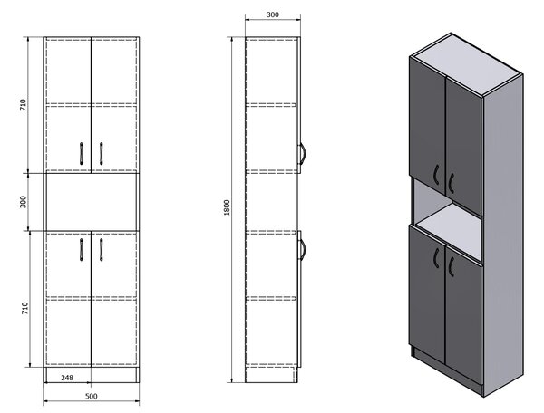 Aqualine Aqualine, dulap înalt SIMPLEX ECO 50x180x30cm, SIME520