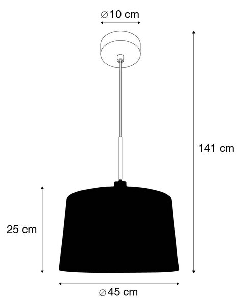 Lampă modernă suspendată neagră cu abajur 45 cm alb - Combi 1