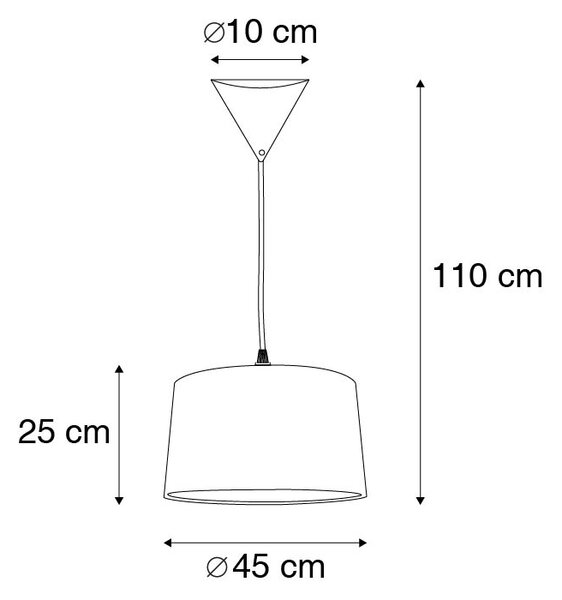 Lampă modernă suspendată neagră cu abajur alb 45 cm - Pendant