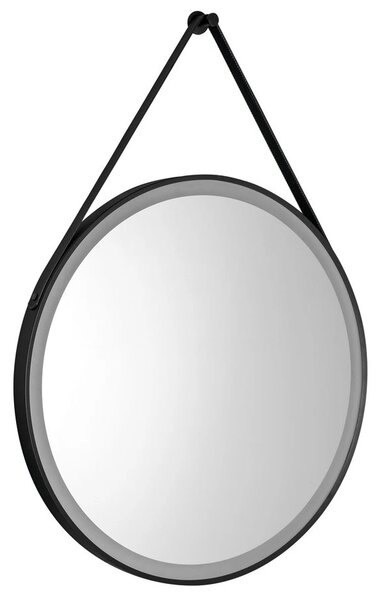 Aqualine Aqualine, oglinda rotunda STAGO cu iluminare LED, diametru 60cm, curea din piele, senzor tactil, reglabila, negru mat, SG060