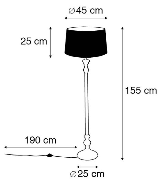 Lampă de podea rustică gri cu abajur din in negru - Classico