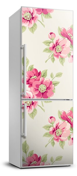 Autocolant pe frigider flori roz