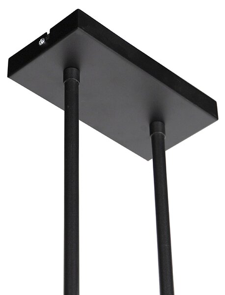 Lampă suspendată cu abajururi din bumbac negru și auriu 32cm - Combi 3 Deluxe