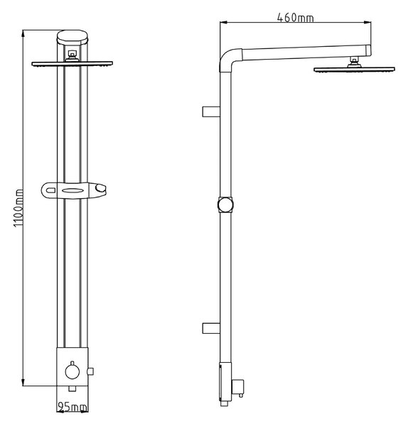 Aqualine Aqualine, coloana de dus TOUR, h. 1100mm, aluminiu, SL030