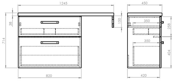 Aqualine Aqualine, VEGA Set mobilier baie, latime 125 cm, stejar platinat, VG883-02