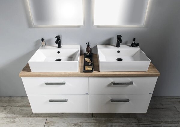 Aqualine Aqualine, VEGA Set mobilier baie, latime 125 cm, alb/stejar platina, VG064-04