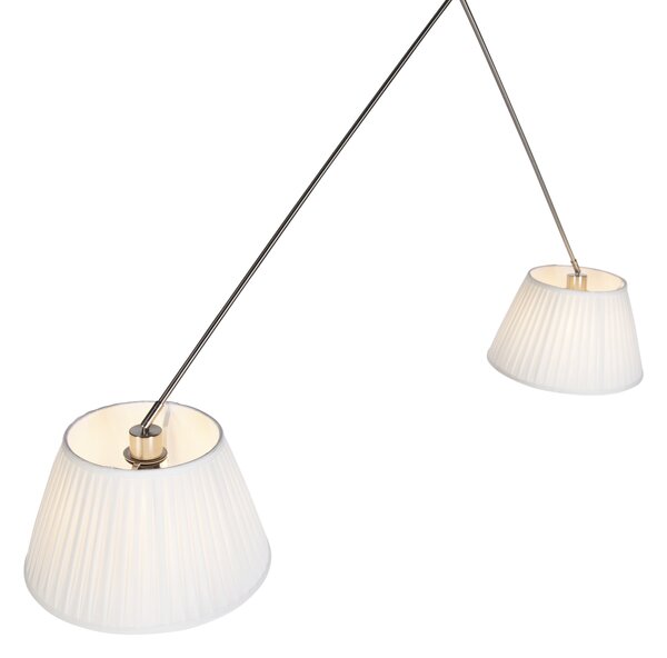 Lampă suspendată din oțel cu abajururi plisate crem de 35 cm cu 2 lumini - Blitz