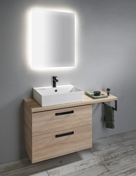 Aqualine Aqualine, VEGA Set mobilier baie, latime 125 cm, alb/stejar platina, VG064-03