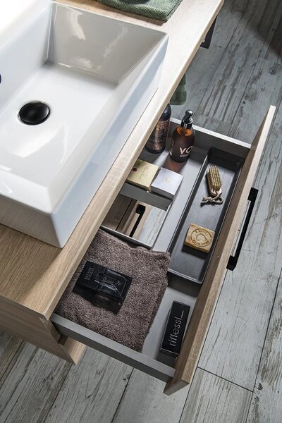 Aqualine Aqualine, VEGA Set mobilier baie, latime 125 cm, stejar platinat, VG883-02