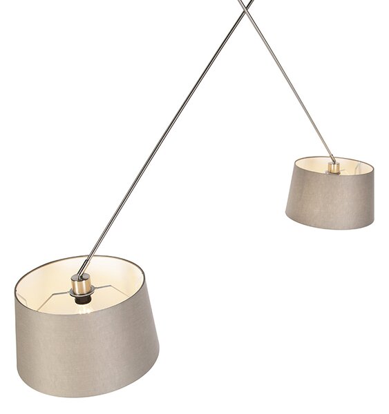 Lampă suspendată din oțel cu abajururi din in taupe 35 cm 2 lumini - Blitz