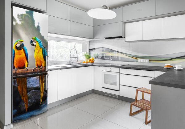 Autocolant pe frigider papagali Macaws