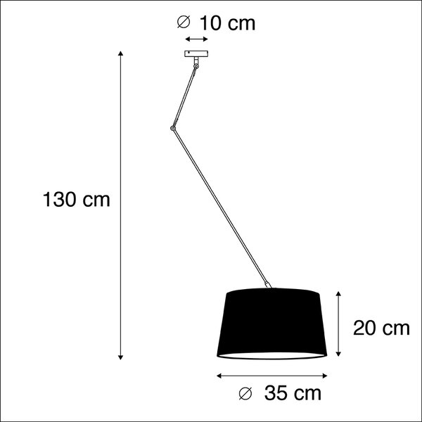 Lampă suspendată neagră cu abajur din in neagră 35 cm - Blitz