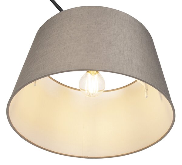 Lampă suspendată neagră cu abajur din in taupe 35 cm - Blitz