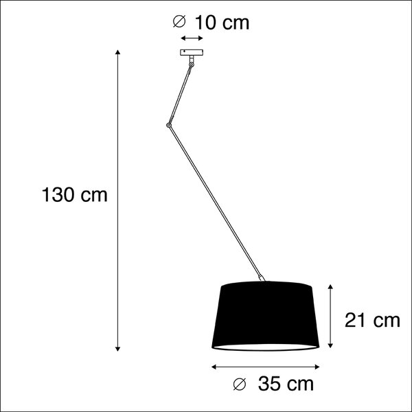 Lampă suspendată neagră cu abajur plisat 35 cm crem - Blitz