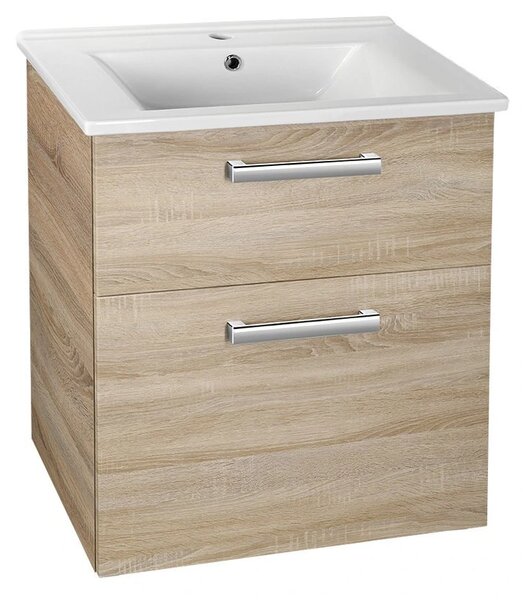 Aqualine Aqualine, dulap lavoar VEGA 62x72,6x43,8 cm, 2xsertare, stejar platinat, VG863