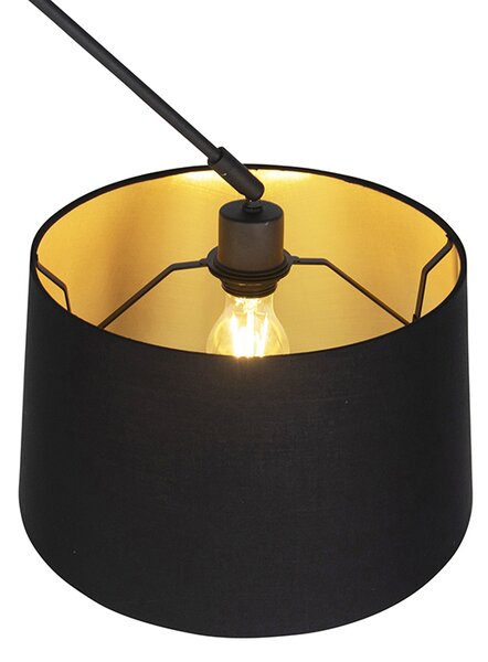 Lampă suspendată neagră cu abajur din bumbac negru și auriu 35 cm - Blitz