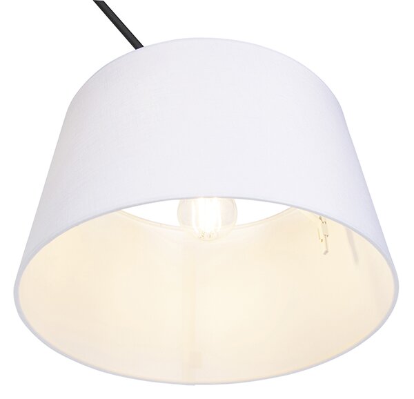 Lampă suspendată neagră cu abajur din in alb 35 cm - Blitz