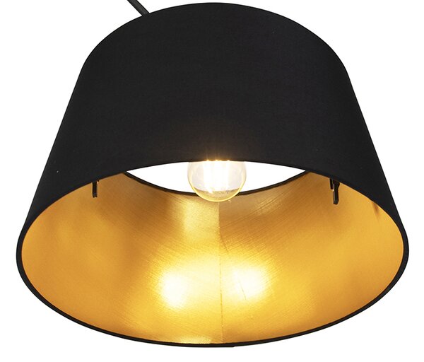 Lampă suspendată neagră cu abajur din bumbac negru și auriu 35 cm - Blitz