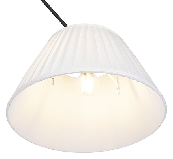 Lampă suspendată neagră cu abajur plisat 35 cm crem - Blitz