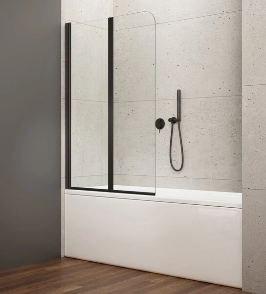 Aqualine Aqualine, paravan de baie WILA 900x1400 mm, pliabil, negru, sticla transparenta, AQ5742B