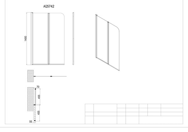 Aqualine Aqualine, paravan de baie WILA 900x1400 mm, pliabil, cromat, sticla transparenta, AQ5742