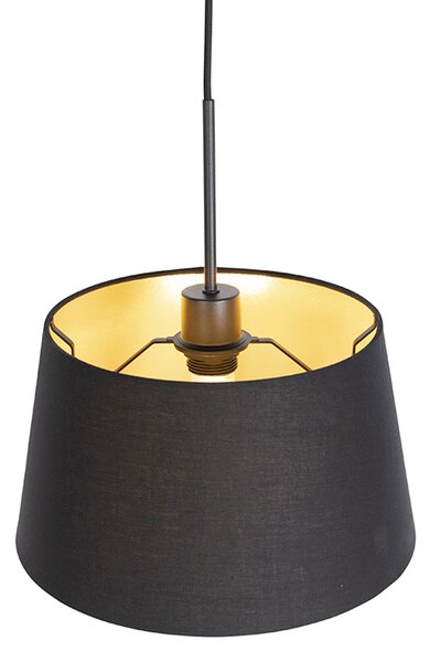 Lampă suspendată cu abajur din bumbac negru și auriu 32 cm - Combi