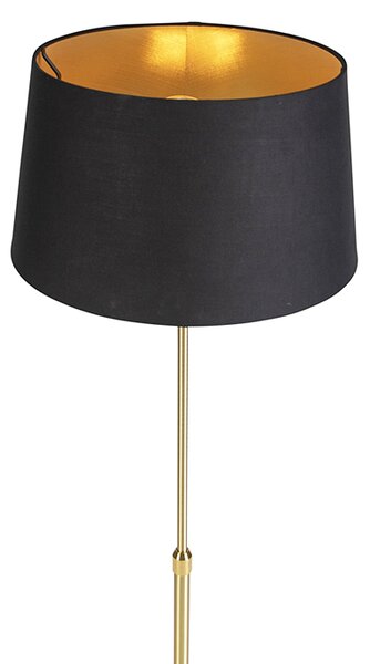Lampă de podea auriu/alamă cu abajur negru 35 cm reglabil - Parte