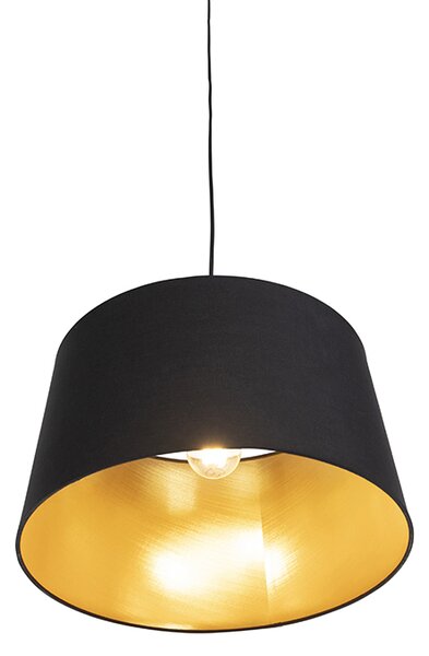 Lampă suspendată cu abajur din bumbac negru și auriu 40 cm - Combi