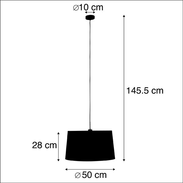 Lampă suspendată cu abajur din bumbac negru și auriu 50 cm - Combi